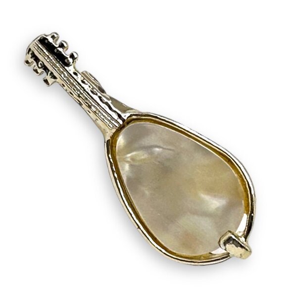 Unknown Jewelry - Vintage Mandolin Mother of Pearl Brooch Pin EUC Retro Boho